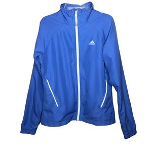 Adidas Track Jacket Womens Size Small Blue Lightweight Running Vented